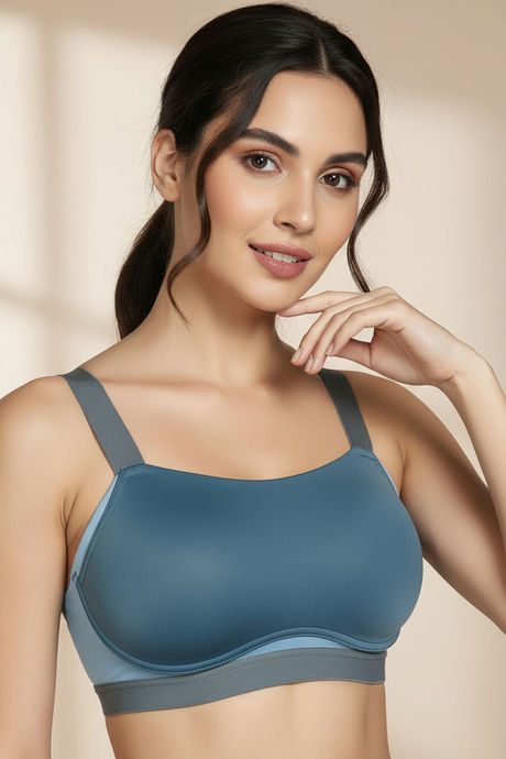 Zelocity Padded High Impact Quick Drying Sports Bra- Indian Teal — image 5